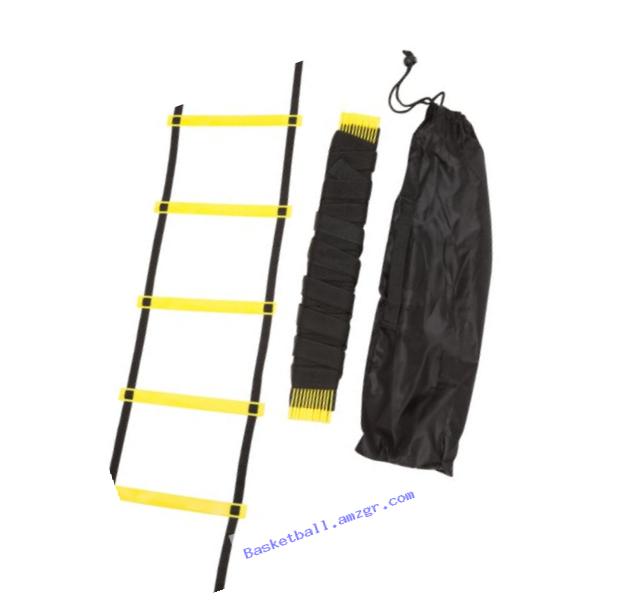 Trademark Innovations 12 Rungs Agility Training Ladder, Black/Yellow