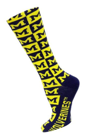 NCAA Michigan Wolverines Checkerboard Dress Socks